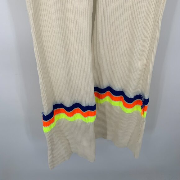 FillesAPapa flared ribbed stretch pants cream fringe orange blue yellow new 2 XS - Picture 4 of 8